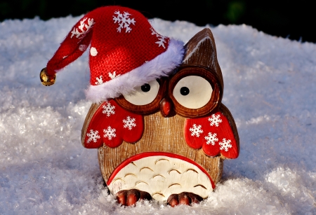 Merry Christmas! - santa, craciun, hat, figurine, owlbufnita, red, winter, christmas