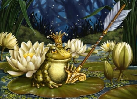 King Of Frogs - crown, king, animals, frogs