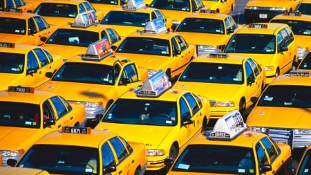 Yellow taxi - taxi, traffic, yellow, transport, cars