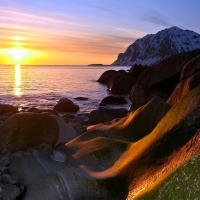 Golden Sunset Sky at the Ocean