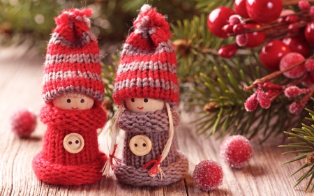 Cute Christmas Dolls - red, cute, dolls, christmas