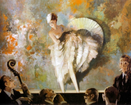 French vaudeville - hand fan, everett shinn, pictura, woman, painting, girl, fan, art