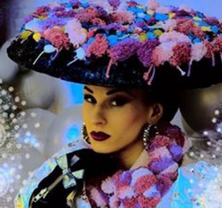 flower maiden - colorful, photography, hats, fashion, beauty, models, art