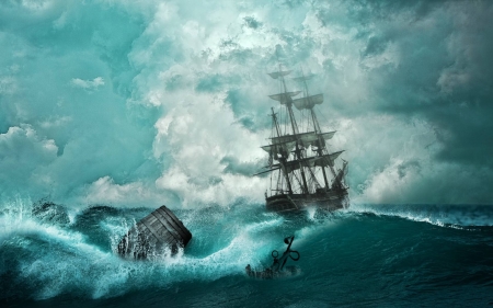 pirate ship - cool, fun, pirate ship, ocean, boats, sailboat