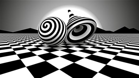 Optical Illusion - digital art, 3d, pattern, black and white, optical illusion