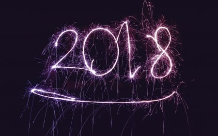 Happy New Year! - christmas, black, craciun, new year, 2018, pink, fireworks