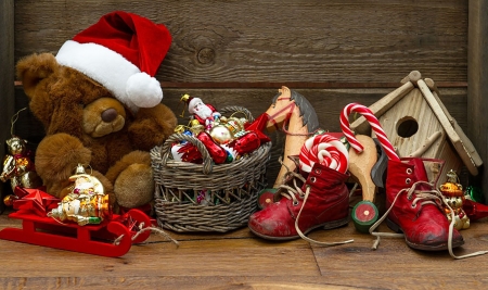 Christmas - bear, teddy, gift, Christmas