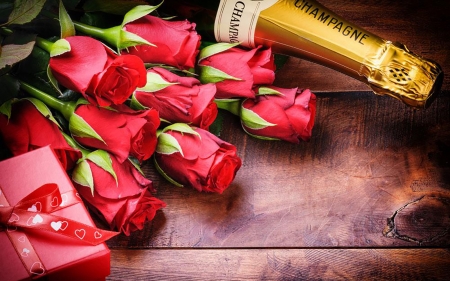 roses and champagne - champagne, love, roses and, valentine