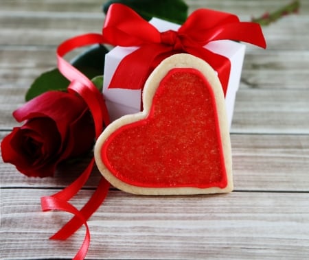 Rose gift and hearts