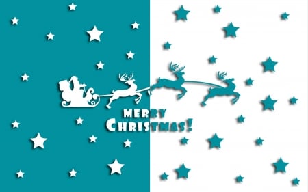 Merry Christmas! - white, word, santa, craciun, reindeer, blue, card, christmas