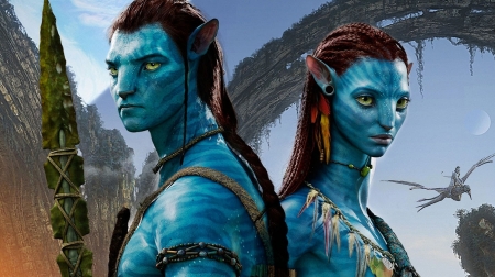 Avatar (2009) - actress, couple, movie, blue, actor, fantasy, poster, avatar