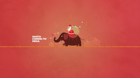 Santa coming to India - india, santa, craciun, elephant, fantasy, minimalistic, christmas