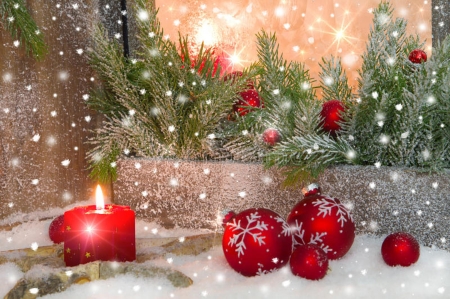 Christmas Decorations - Holiday, New year, Snow, Candle light