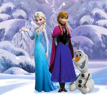 Olaf's Frozen Adventure (2017) - princess, anna, movie, iarna, olafs frozen adventure, winter, fantasy, trio, pink, blue, elsa, luminos, disney