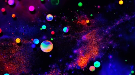 Abstract - space, dot, fantasy, black, texture, planet, abstract, colorful