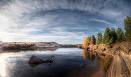 Arch Of Clouds - nature, arch, cloud, river