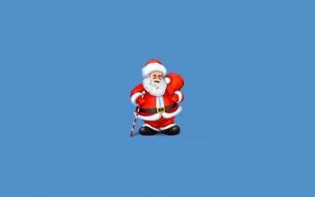 Santa - christmas, santa, craciun, old man, blue, red, minimalistic