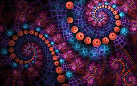 Vivid Spiral Dance - abstract, spiral, purple, fractal