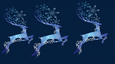 Blue Reindeer - holiday, blue, deer, wallpaper