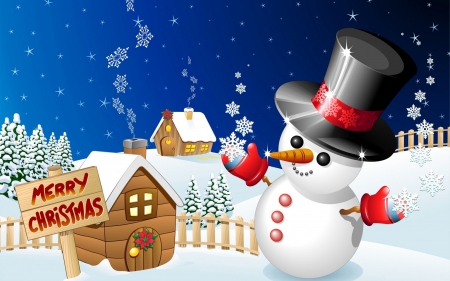 Merry Christmas! - snowman, craciun, hat, card, winter, fantasy, christmas