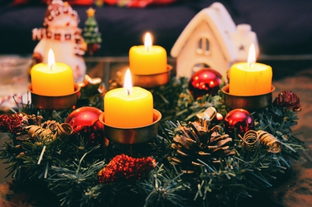 Advent Wreath - Candles, Lights, Advent, Decoration, Christmas, Still life