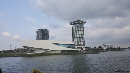 Modern Structure, Amsterdam, Netherlands - netherlands, sky, modern, reflection, clouds, water, buildings, amsterdam