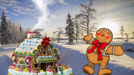 gingerbread house 2 - wallpaper, bread, house, christmas