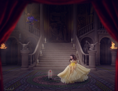 Beauty and the Beast - princess, beauty and the beast, tara lasher, girl, child, copil, rose, creative, fantasy, belle