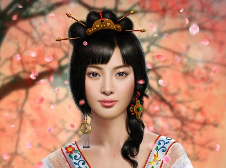 Goddess of peace - aurory, frumusete, goddess of peace, fantasy, girl, orange, asian, luminos