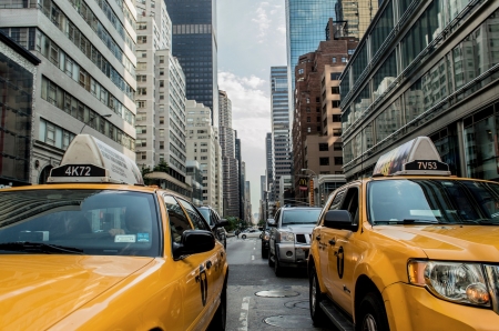 Taxi in the city - taxi, cars, transport, yellow