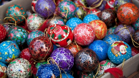 Christmas Ornaments - Yule, colorful, holiday, ornaments, Christmas