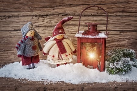 Christmas Dolls - dolls, lantern, yule, decoration, christmas