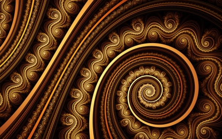 Fractal Spiral - abstract, spiral, fractal, brown