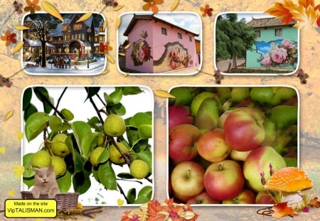 Collage - collage, nature, fruits, autumn