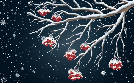 Happy Holidays! - red, berry, winter, craciun, winer, christmas, white, card, holiday, branch