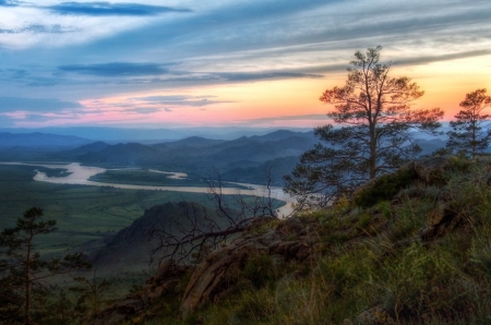 Gorgeous Nature - river, sunset, mountain, amazing