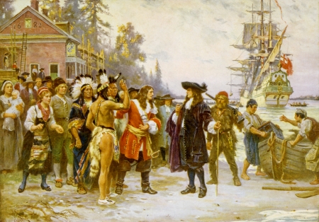 The landing of William Penn - painting, art, people, pictura, jean leon gerome ferris