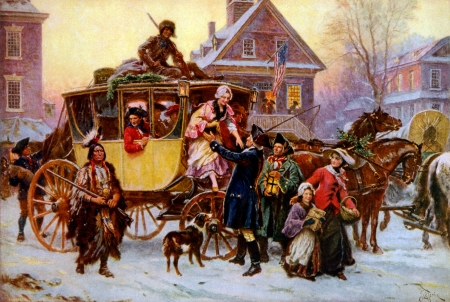 The Christmas coach - christmas, pictura, people, craciun, jean leon gerome ferris, painting, art