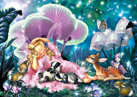 Fairy Nap - Fantasy, Animals, Fairy, Nap