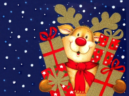 Happy Reindeer - CUTE, RED, NOSE, PRESENTS