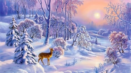 Dreamy Winter - snow, scenes, winter, painting