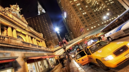 new york city taxi - city, new york, taxi, building