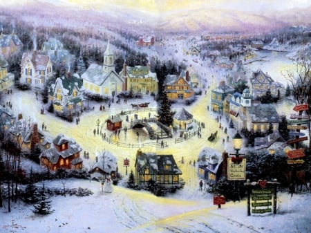 I'll Be Home For Christmas - winter, cool, beauty, christmas, paintings, snow, art