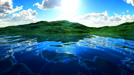 Lake Reflection - clouds, lake, reflection, nature