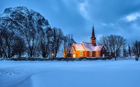 Winter Miracle - sky, miracle, mountains, winter, shining, trees, nature, season