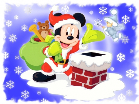 mickey mouse santa - santa, chimney, mickey, mouse