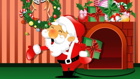 santa clause - santa, clause, fireplace, gift