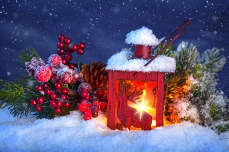 Christmas Lantern - xmas and new year, love four seasons, lantern, winter holidays, decorations, snow, winter, christmas