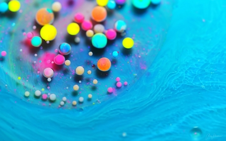 Abstract - colorful, summer, abstract, yellow, luminos, pink, blue, dot, texture