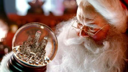 Santa - white, santa, craciun, glass ball, old man, christmas